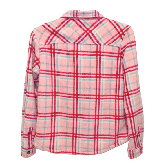 Eddie Bauer Girl's Sherpa Lined Snap Front Fleece Shirt Jacket Soft Pink 14/16 - Picture 2 of 3